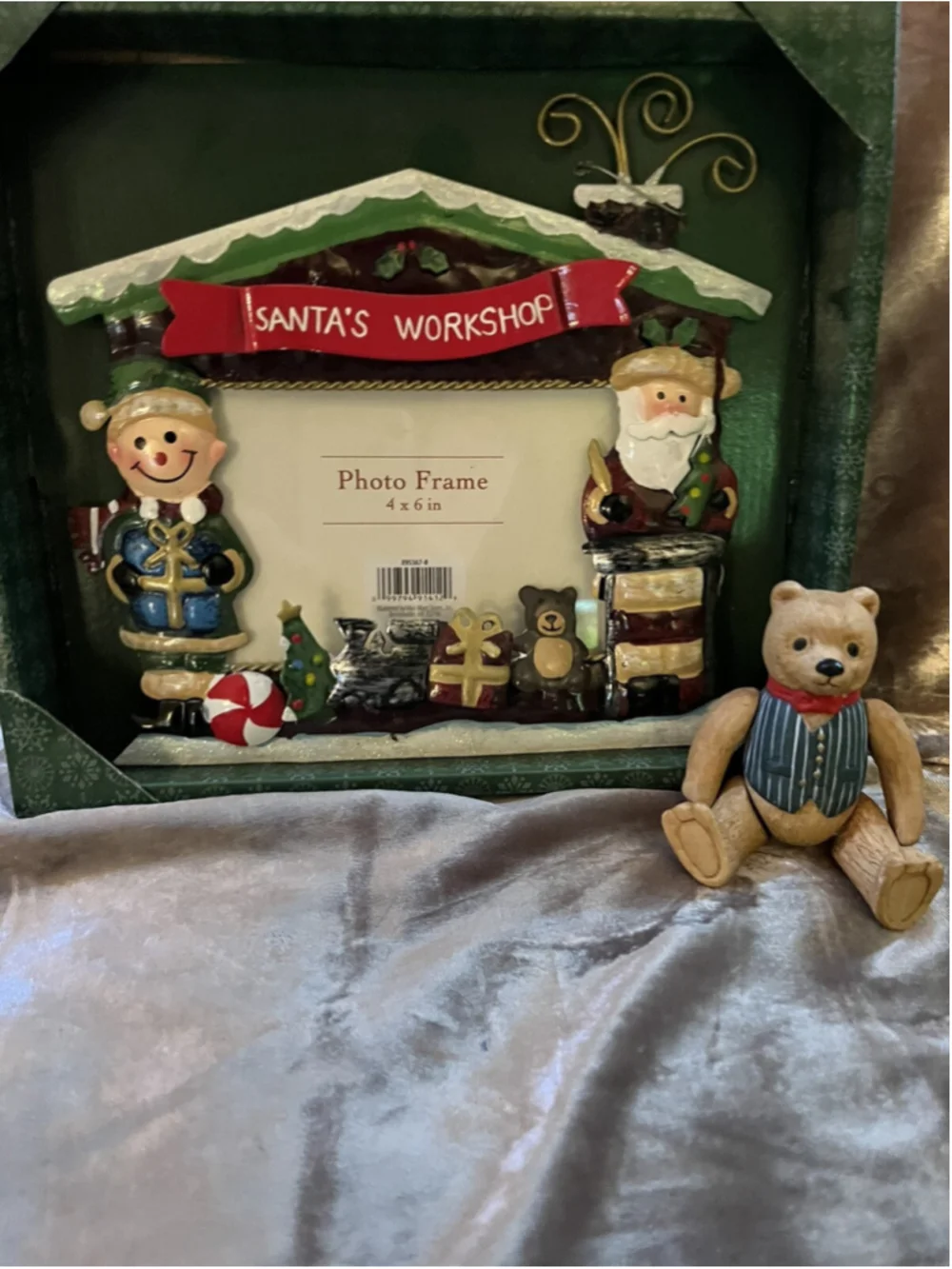 1983 Dept 56 Bisque Porcelain Teddy Bear Figurine Ornament String Jointed GREAT